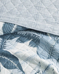 Vintage Palms 3-Piece Full/Queen Quilt Set - White/Blue
