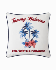 Palm Paradise Decorative Pillow - Blue/Red