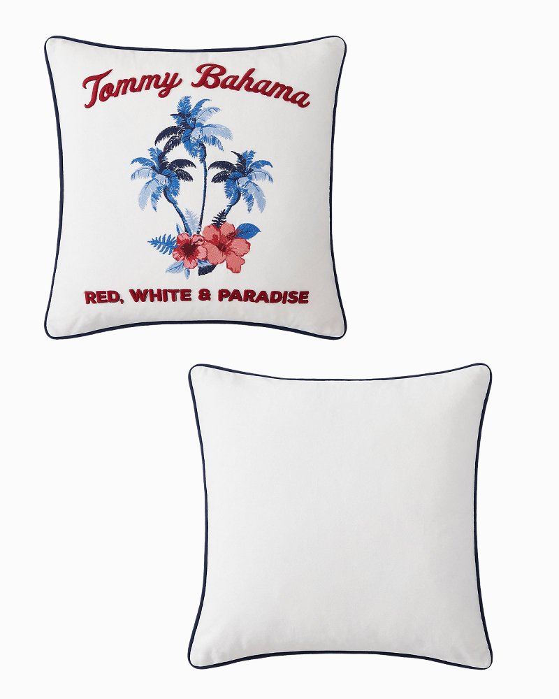 Palm Paradise Decorative Pillow - Blue/Red