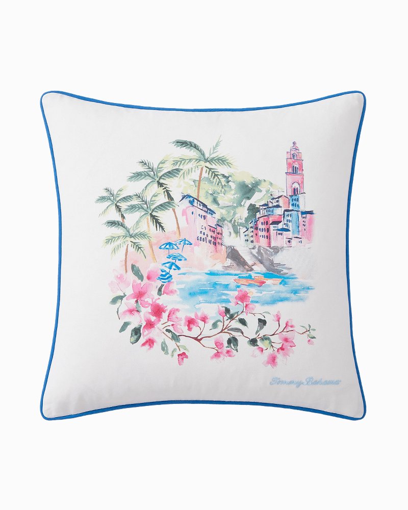 Watercolor Scenic Decorative Pillow - Pink/Blue