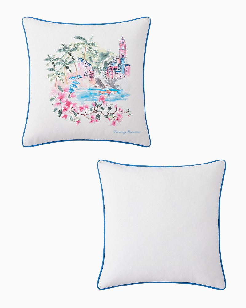 Watercolor Scenic Decorative Pillow - Pink/Blue