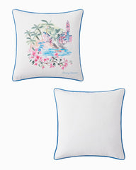 Watercolor Scenic Decorative Pillow - Pink/Blue