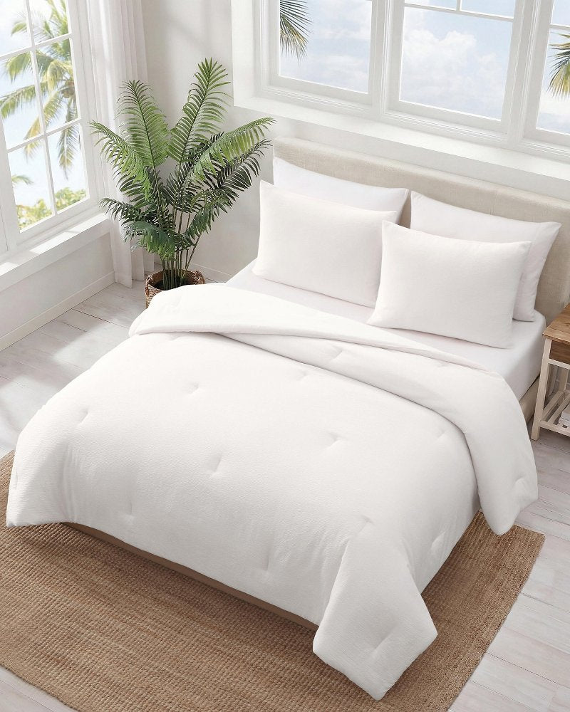 Pebble Texture Reversible 3-Piece King Comforter Set - White