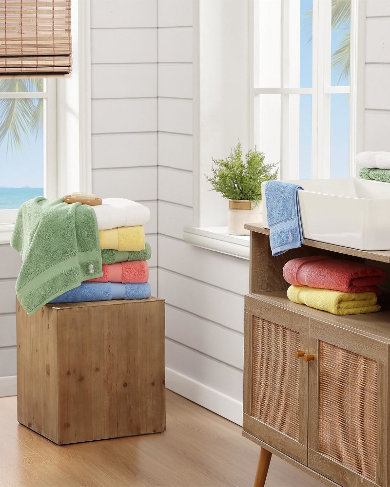 Pineapple Bay 6-Piece Bath Towel Set - White/Lt Beige