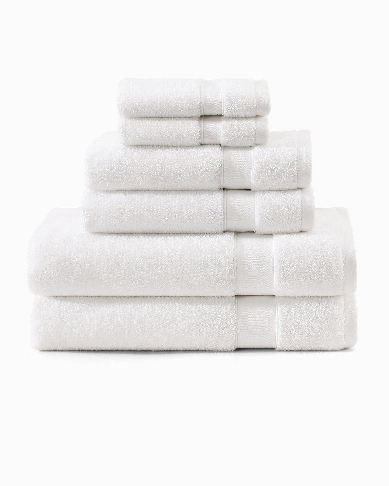 Pineapple Bay 6-Piece Bath Towel Set - White/Lt Beige