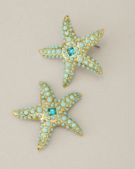Royal Coast Pavé Blue Starfish Earrings - Gold