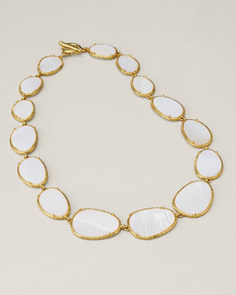 Royal Coast Mother of Pearl Statement Necklace - Gold