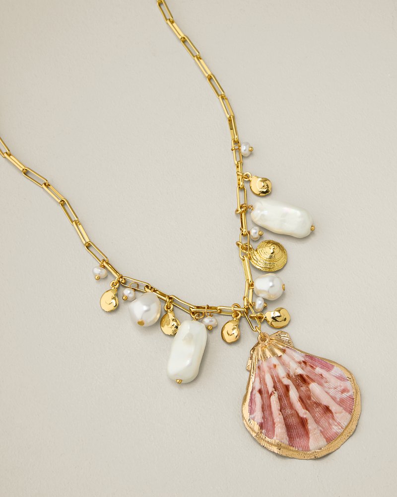 Royal Coast Layered Charm Shell Necklace - Gold