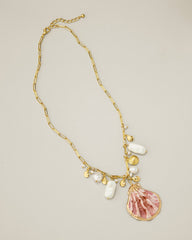 Royal Coast Layered Charm Shell Necklace - Gold