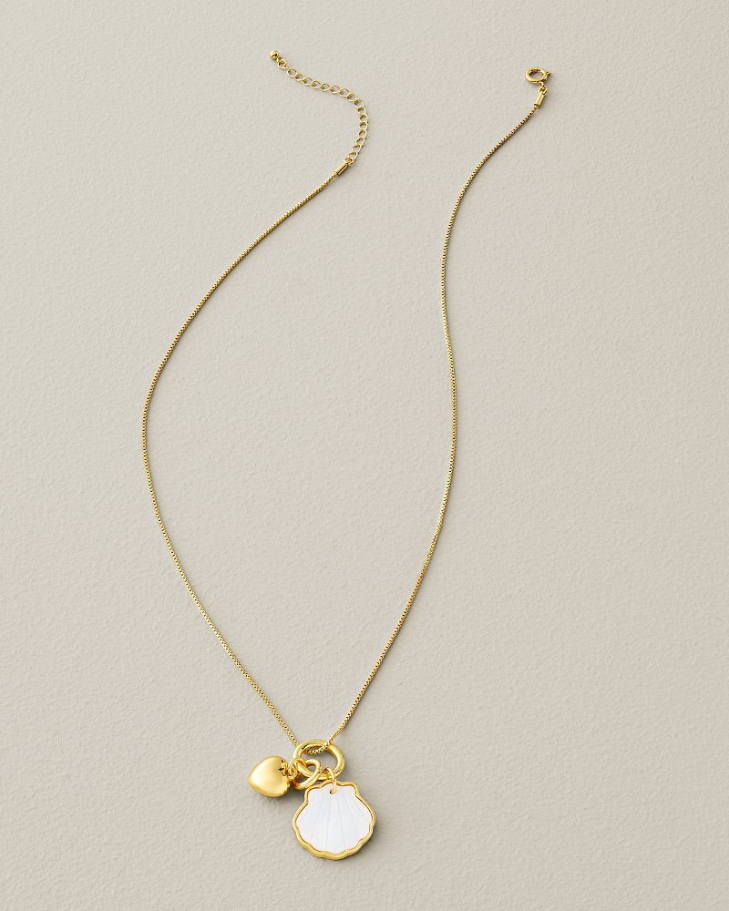 Royal Coast Shell Charm Necklace - Gold