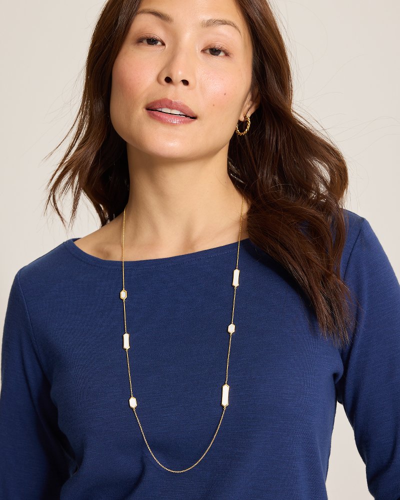 Royal Coast Mother of Pearl Station Necklace - Gold
