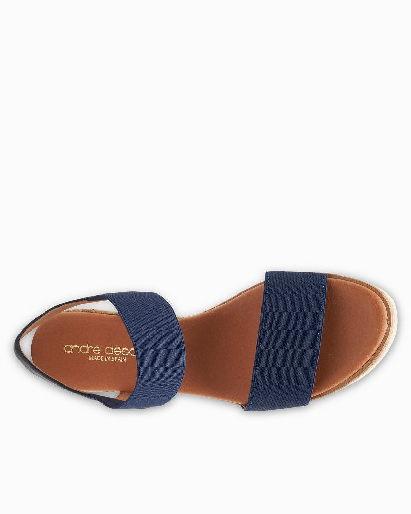 André Assous Neveah Linen Wedges - Navy/Navy