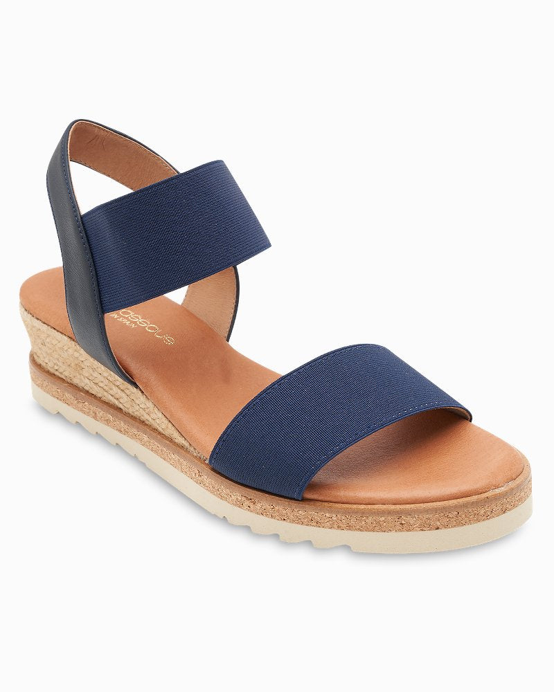 André Assous Neveah Linen Wedges - Navy/Navy