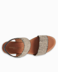 André Assous Neveah Linen Wedges - Black/Beige