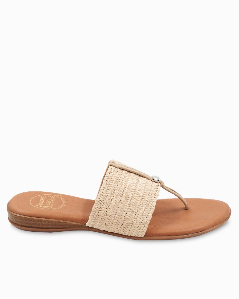 André Assous Nice Natural Stretch-Raffia Featherweights Sandals - Natural