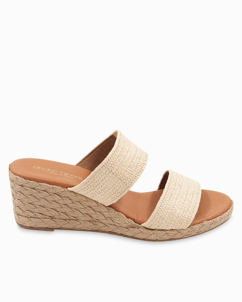 André Assous Nori Stretch-Raffia Wedges - Natural