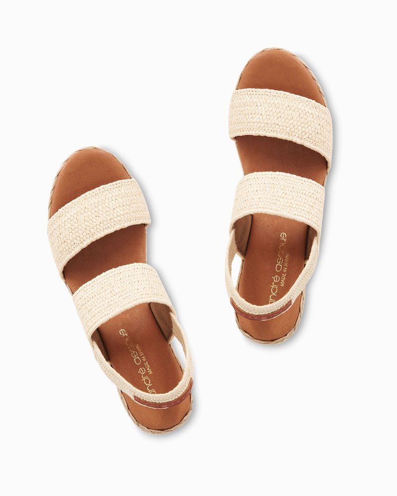 André Assous Allison Stretch-Raffia Wedges - Natural