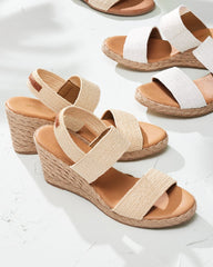 André Assous Allison Stretch-Raffia Wedges - Natural