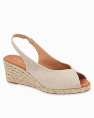 André Assous Audrey Raffia Slingback Wedges - Hemp Glitter Natural