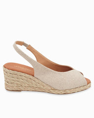 André Assous Audrey Raffia Slingback Wedges - Hemp Glitter Natural