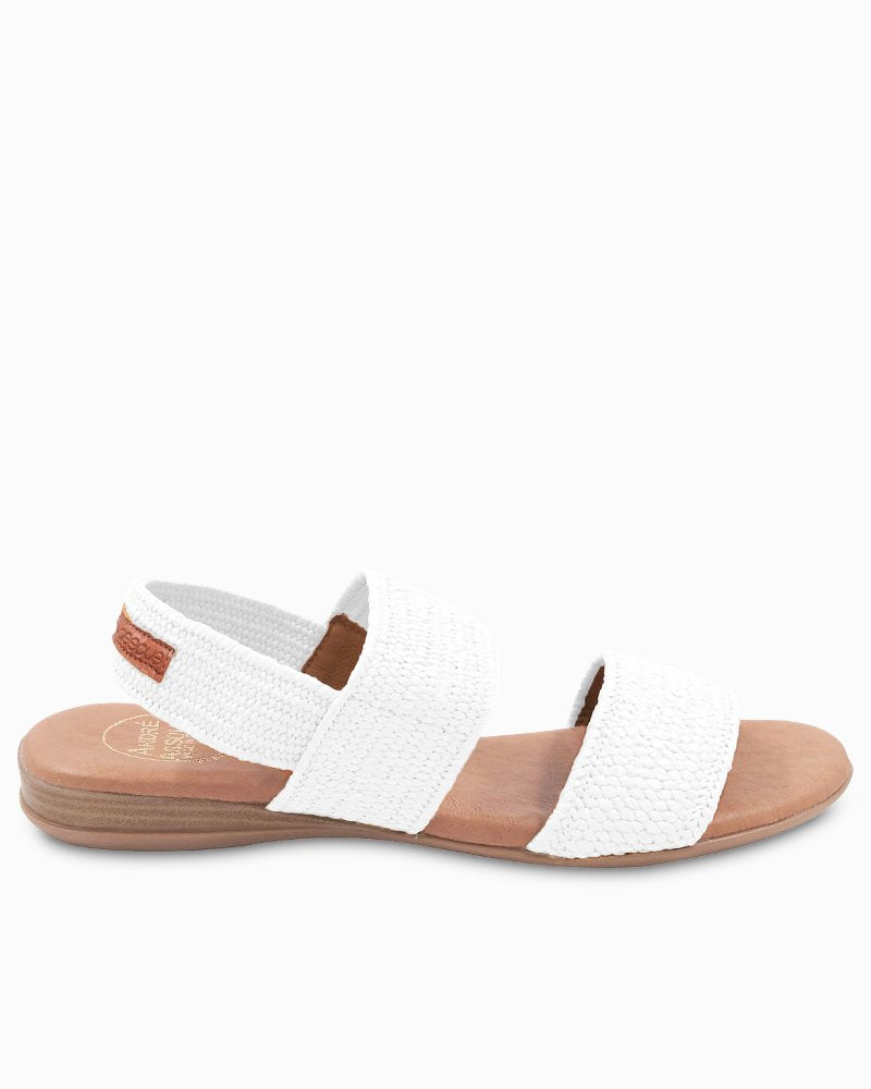 André Assous Nigella White Stretch-Raffia Featherweights Sandals - White