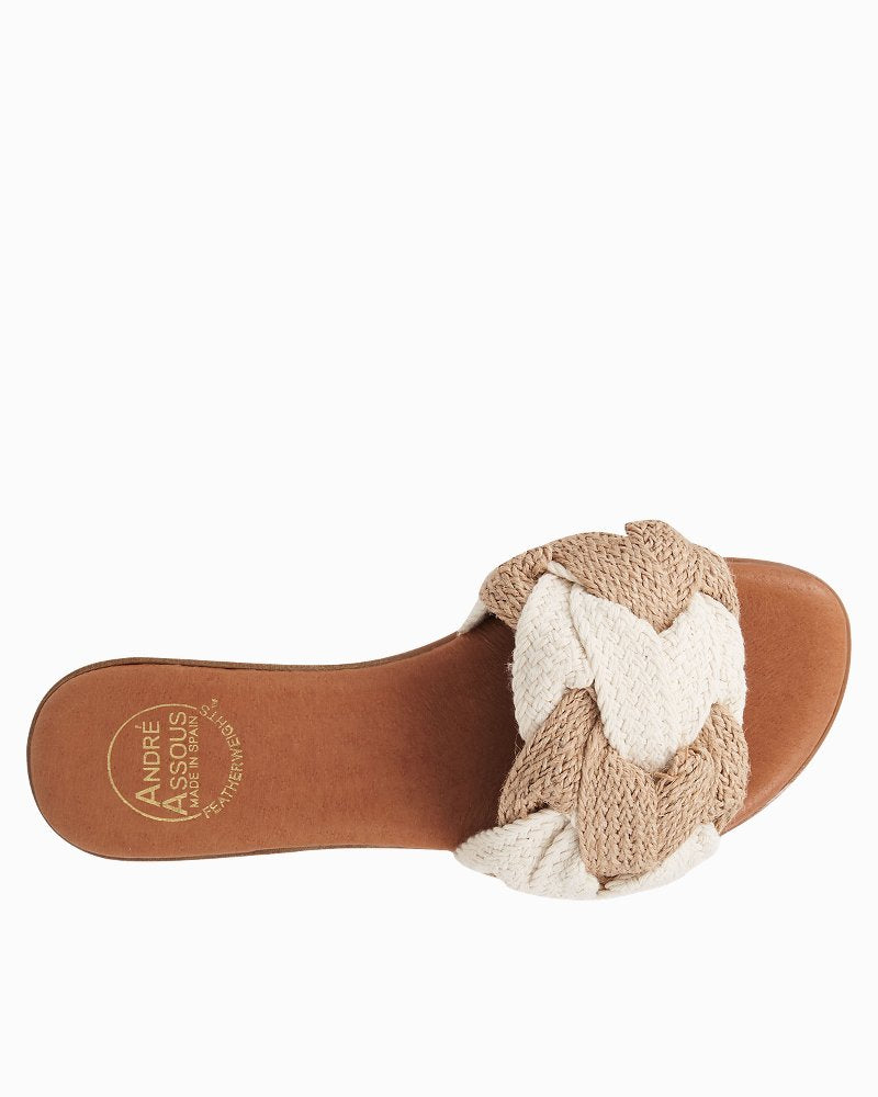 André Assous Nahala Knotted Raffia Featherweights Sandals - Natural/White