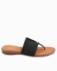 André Assous Nice Black Stretch-Raffia Featherweights Sandals - Black