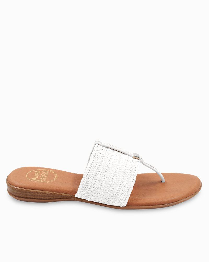 André Assous Nice Stretch-Raffia Featherweights Sandals - White