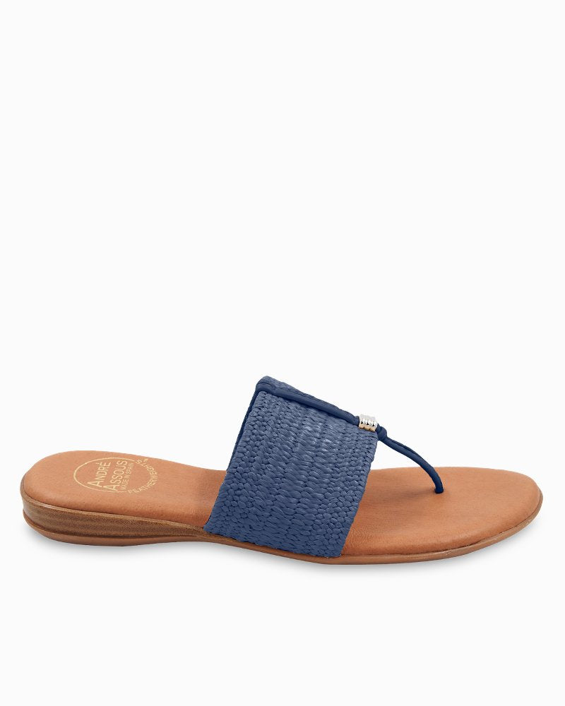 André Assous Nice Stretch-Raffia Featherweights Sandals - Navy