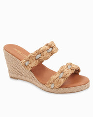 André Assous Nolita Raffia Wedges - Natural/Crystal