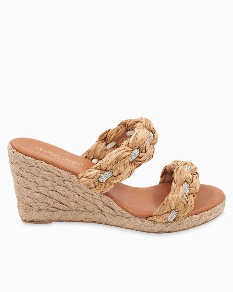 André Assous Nolita Raffia Wedges - Natural/Crystal