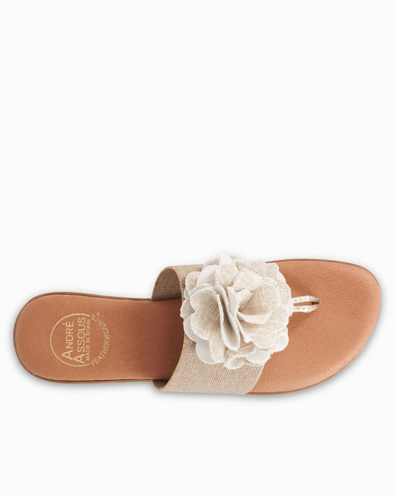 André Assous Nara Beige Stretch-Raffia Featherweights Sandals - Beige/Platino