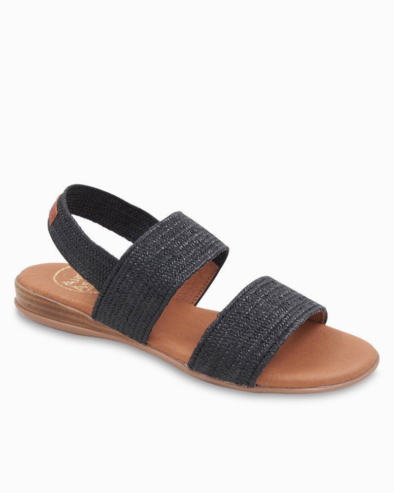 André Assous Nigella Black Stretch-Raffia Featherweights Sandals - Black