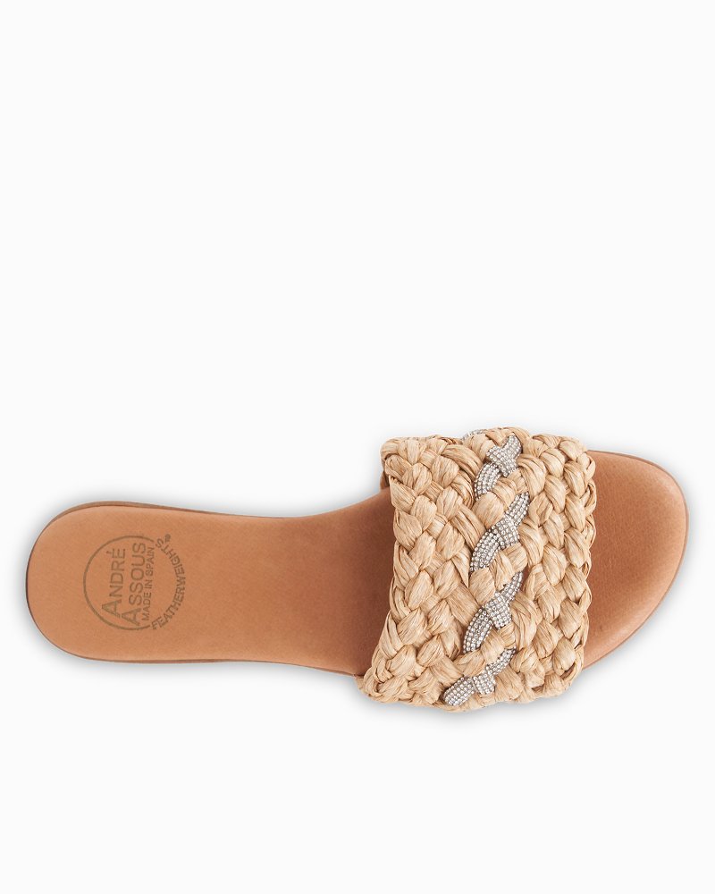 André Assous Nahala Crystal Raffia Featherweights Sandals - Natural/Crystal