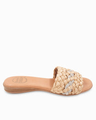 André Assous Nahala Crystal Raffia Featherweights Sandals - Natural/Crystal