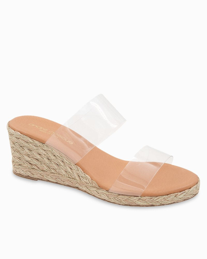 André Assous Nori Clear Metallic Wedges - Clear/Gold