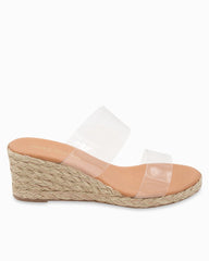 André Assous Nori Clear Metallic Wedges - Clear/Gold