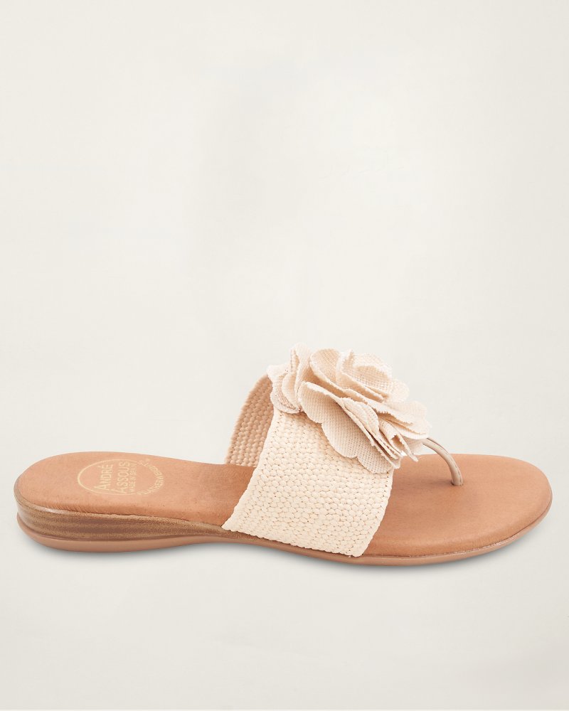 André Assous Nara Natural Stretch-Raffia Featherweights Sandals - Natural