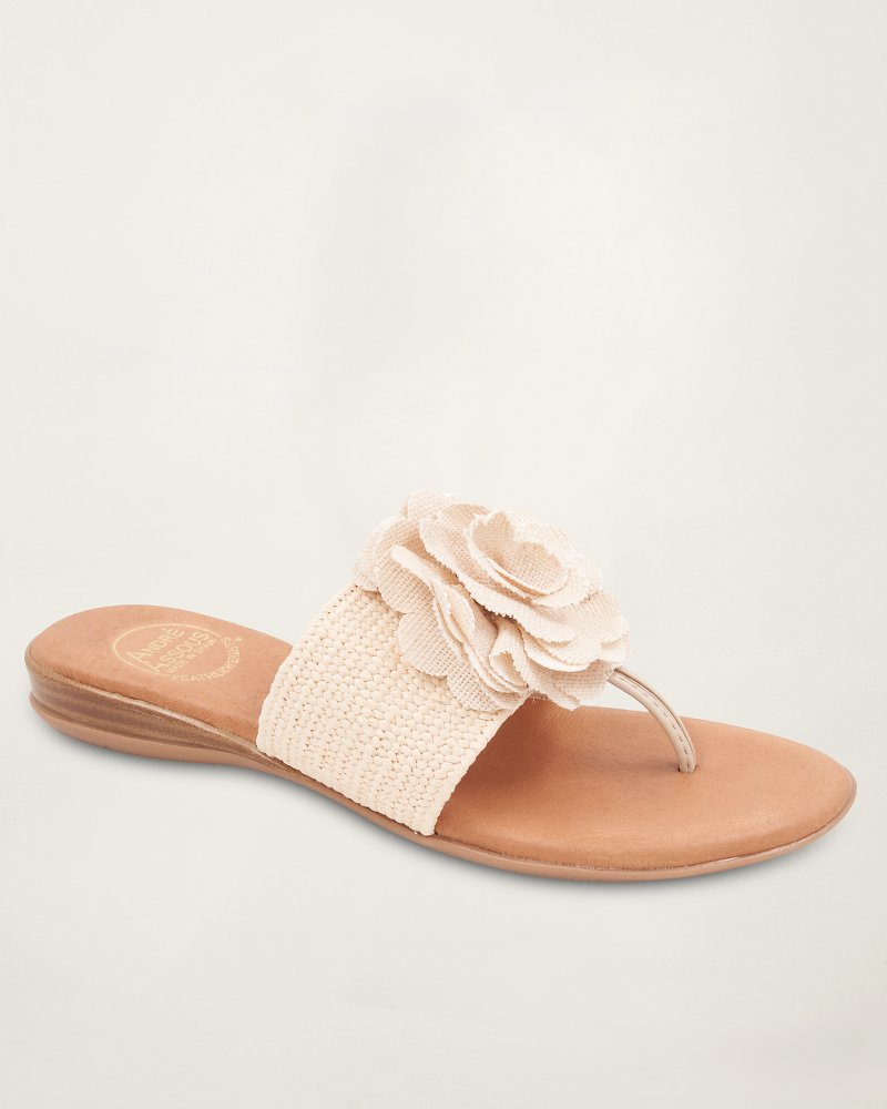André Assous Nara Natural Stretch-Raffia Featherweights Sandals - Natural