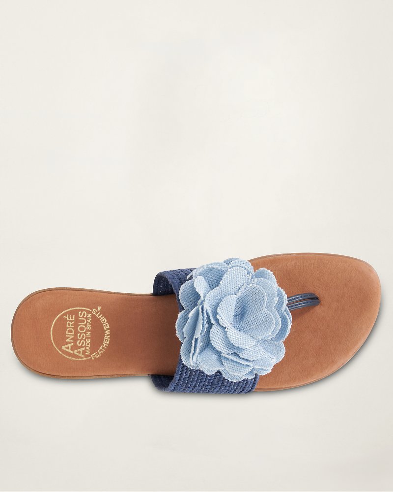 André Assous Nara Navy Stretch-Raffia Featherweights Sandals - Navy