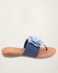 André Assous Nara Navy Stretch-Raffia Featherweights Sandals - Navy