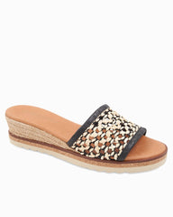 André Assous Nessie Raffia Espadrille Wedges - Natural/Black