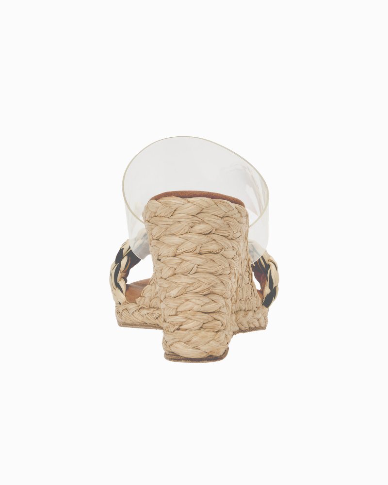 André Assous Anfisa Raffia Wedges - Clear/Black/Natural