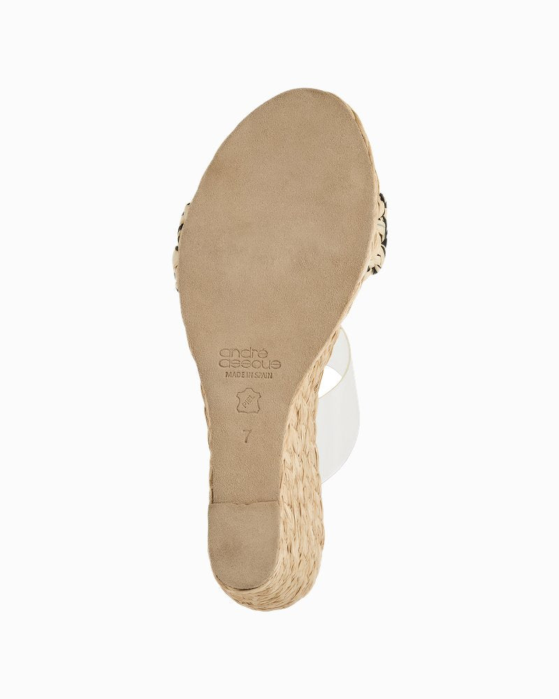 André Assous Anfisa Raffia Wedges - Clear/Black/Natural