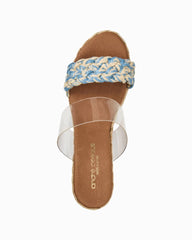 André Assous Anfisa Raffia Wedges - Clear/Blue/Natural
