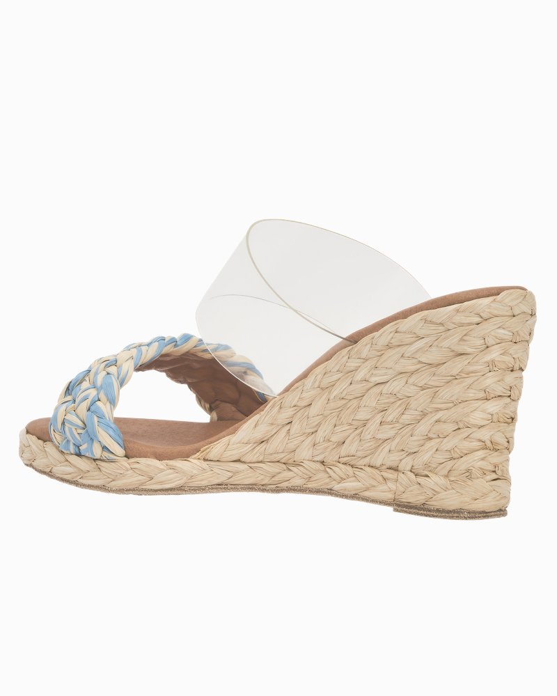 André Assous Anfisa Raffia Wedges - Clear/Blue/Natural