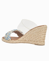 André Assous Anfisa Raffia Wedges - Clear/Blue/Natural