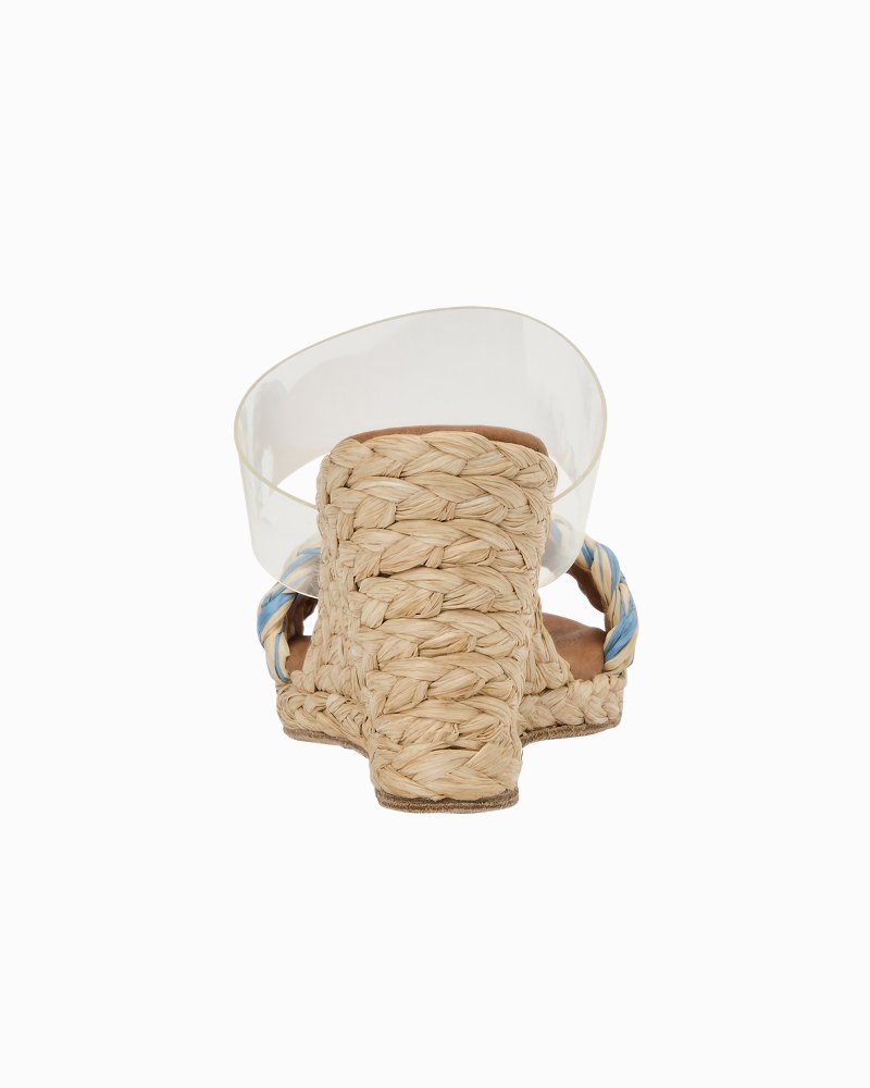 André Assous Anfisa Raffia Wedges - Clear/Blue/Natural