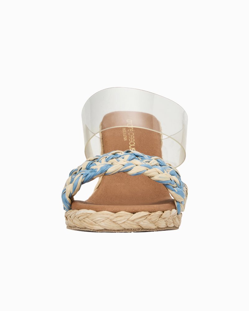 André Assous Anfisa Raffia Wedges - Clear/Blue/Natural