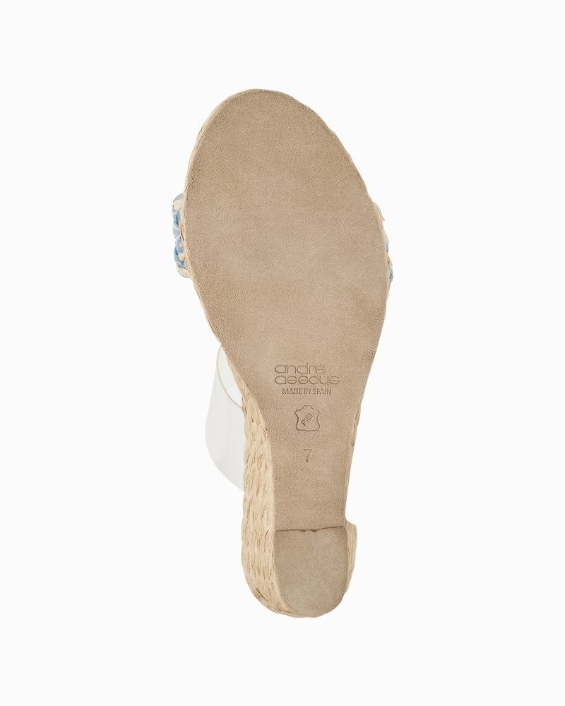 André Assous Anfisa Raffia Wedges - Clear/Blue/Natural